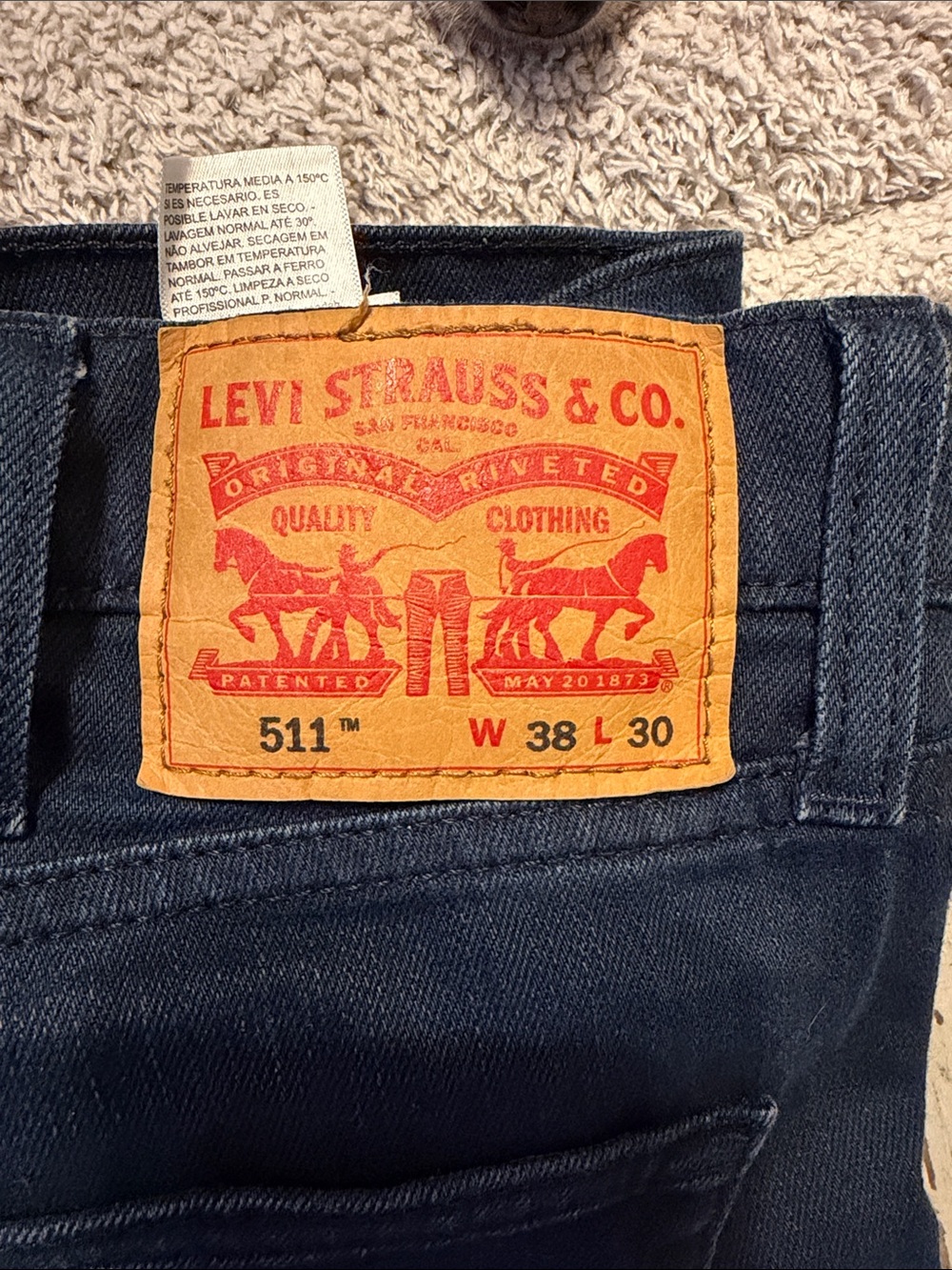 Levi's 511 Slim Men’s Jeans - Black with Tan Leather Patch